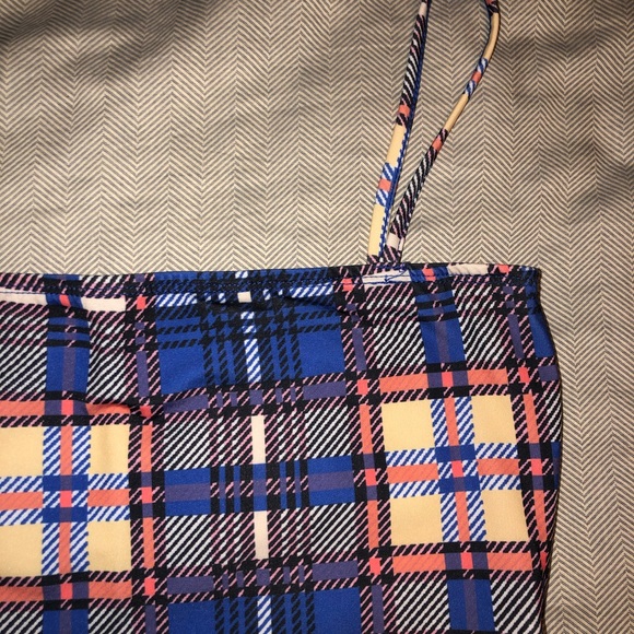 ZAFUL Blue Plaid Tank Bodysuit - Picture 2 of 2